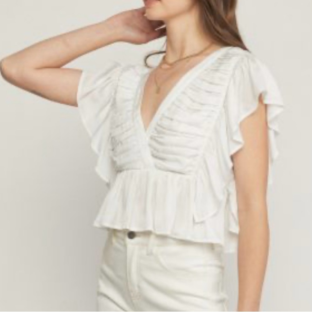 White Ruffle Top